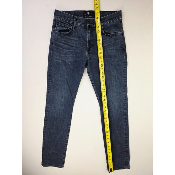 7 For All Mankind Luxe Performance Adrien Size 31X33 Mens Blue Denim Logo Jeans - Picture 6 of 11
